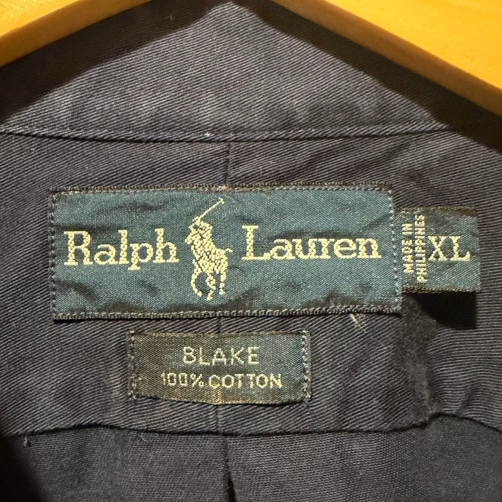 Lot of 2 Ralph Lauren Blake Mens XL Cotton Twill Button Down Shirts Navy Olive